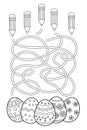 Easter Egg Maze Game with Pencils Coloring Activity for Kids Royalty Free Stock Photo