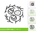 Easter egg nest simple thin line vector icon Royalty Free Stock Photo