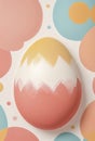 Easter egg painted with abstract pattern in warm pastel colors on white background. Conceptual symbol of Easter. Royalty Free Stock Photo