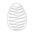 Easter egg with pattern. Continuous one line drawing. Vector illustration on white background. Minimalist. Design Royalty Free Stock Photo