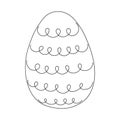 Easter egg with pattern. Continuous one line drawing. Vector illustration on white background. Minimalist. Design Royalty Free Stock Photo