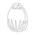 Easter egg with pattern. Continuous one line drawing. Vector illustration on white background. Minimalist. Design Royalty Free Stock Photo