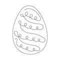 Easter egg with pattern. Continuous one line drawing. Vector illustration on white background. Minimalist. Design Royalty Free Stock Photo