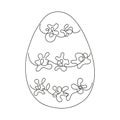 Easter egg with pattern. Continuous one line drawing. Vector illustration on white background. Minimalist. Design Royalty Free Stock Photo