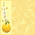 Easter egg and willow branch. Background Royalty Free Stock Photo