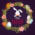Easter egg rabbit ,spring frame watercolor flowers vector Royalty Free Stock Photo