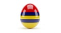 Easter Egg with Red, Blue, and Yellow Stripes on White Background holiday spring Royalty Free Stock Photo
