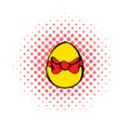 Easter egg with a red bow icon, comics style Royalty Free Stock Photo