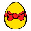 Easter egg with a red bow icon, icon cartoon Royalty Free Stock Photo