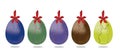 5 Easter egg with red ribonn and bunny Royalty Free Stock Photo
