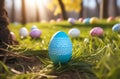 Easter egg scavenger hunt in an unexpected setting, adding an element of surprise and adventure to the traditional Royalty Free Stock Photo