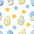 Easter egg seamless pattern. Texture with flowers. Can be used as easter hunt element for web banners, posters and web
