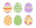 Easter egg set with colorful patterns, decorative spring holiday eggs isolated on white background. Royalty Free Stock Photo