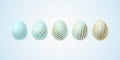 Easter egg Set of elegant modern luxury blue gold Easter eggs with a spiral lines pattern specks dots on a light background Egg Royalty Free Stock Photo