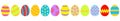 Easter egg set line. Colorful eggs shell. Decoration element. Flat design. White background. Isolated