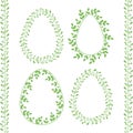 Easter egg shape decorative frames. Festive floral borders. Vector Royalty Free Stock Photo