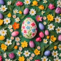 Easter egg shape made of colorful spring flowers and green leaves. Royalty Free Stock Photo