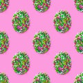 Easter egg shape made Multi-colored Sugar sprinkle dots, decoration for cake and bakery in pink background. Minimal Royalty Free Stock Photo