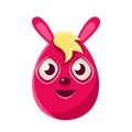 Easter Egg Shaped Pink Easter Bunny With Blond Fringe Colorful Girly Religious Holiday Symbol Emoji