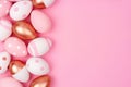 Easter egg side border. Rose gold, pink and white on pink. Royalty Free Stock Photo