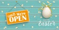 Happy Golden Easter Eggs Daisy Wooden Open Turquoise Header