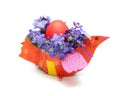 Easter egg with spring flower and bird Royalty Free Stock Photo
