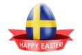 Easter egg with Swedish flag. Happy Easter in Sweden concept, 3D rendering Royalty Free Stock Photo