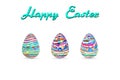 Easter egg three pattern paint color on white background Vector Illustration with copy space add text Royalty Free Stock Photo