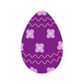 Easter egg in trendy purple with abstract pattern of wavy lines and flowers. Happy Easter. Holiday Royalty Free Stock Photo