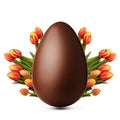 Easter egg and tulip flowers