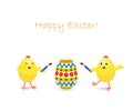 Easter egg and two chicken Royalty Free Stock Photo