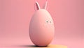 Easter egg variation, egg with bunny ears and face, background, pastel pink color. Generative AI Royalty Free Stock Photo
