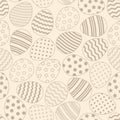 Easter egg vector seamless pattern. Line doodles. Vintage eggs on pastel background