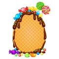 Easter egg waffle in chocolate blank banner Royalty Free Stock Photo