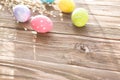 Easter egg with willow branches on wooden background Royalty Free Stock Photo