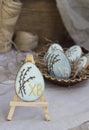 Easter eggs on the background boards Royalty Free Stock Photo