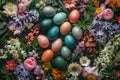 Easter Eggs Background. Generative Ai