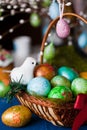 Easter eggs basket Royalty Free Stock Photo