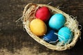 Easter eggs in the basket. Royalty Free Stock Photo