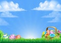 Easter Eggs Basket Background