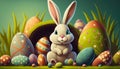 Easter - Celebrating Easter: Festive Easter Eggs with AI-Generated Decorations - ai generated.