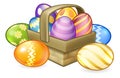 Easter Eggs Basket Hamper Cartoon