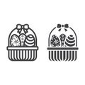 Easter Eggs In Basket line and glyph icon Royalty Free Stock Photo