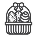 Easter Eggs In Basket line icon, easter Royalty Free Stock Photo