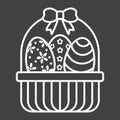 Easter Eggs In Basket line icon, easter Royalty Free Stock Photo