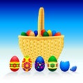 Easter Eggs and Basket - Vector Royalty Free Stock Photo