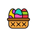 Easter eggs basket vector, Easter filled icon editable stroke Royalty Free Stock Photo