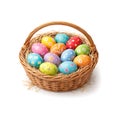 Easter eggs in a basket on a white background. Royalty Free Stock Photo