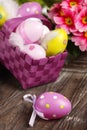 Easter eggs in basket Royalty Free Stock Photo