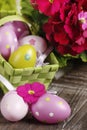 Easter eggs in basket Royalty Free Stock Photo